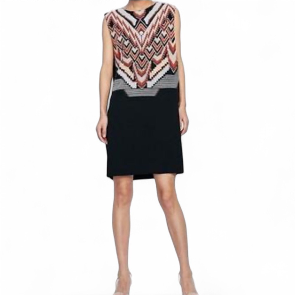 Zara Black and Orange Aztec Print Sleeveless Dress
